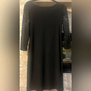 NWT Marina black evening party dress with beaded sleeves size 8